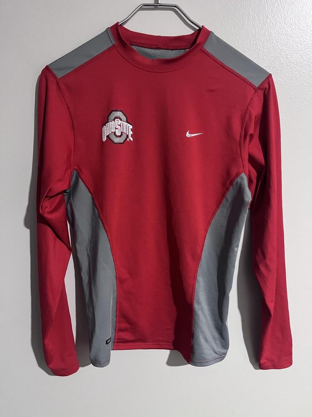 Nike Shirt Mens M Red Dri-FIT Ohio State Long Sleeve Moisture Wicking Athletic